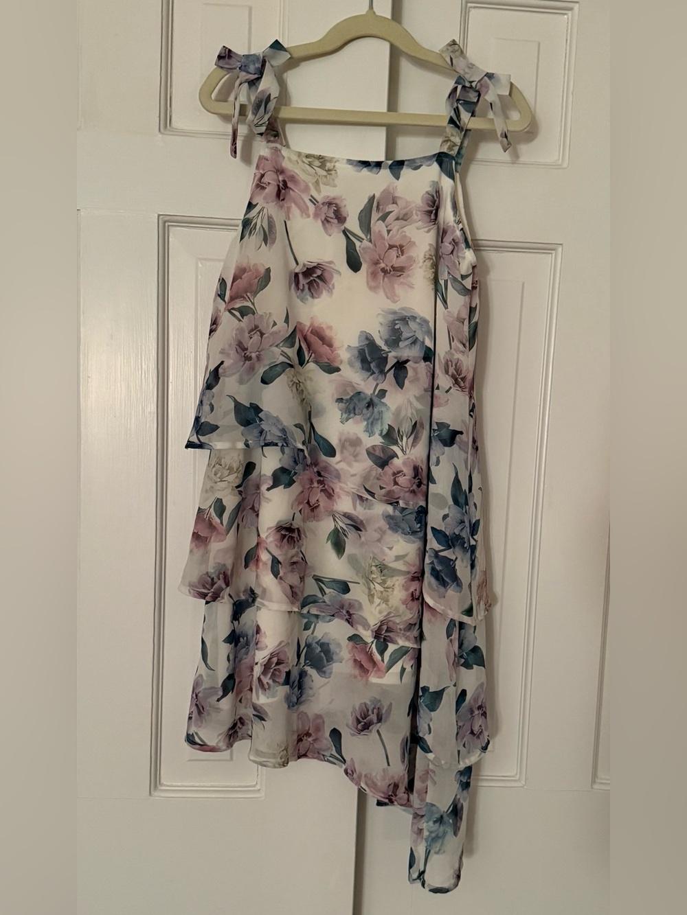 H&M Floral Asymmetrical Dress Tie Straps Girls Size 8-10Y